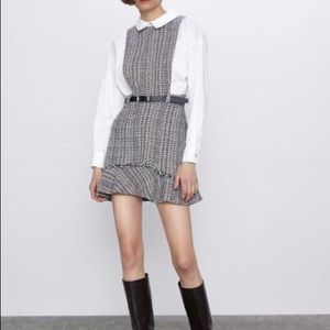 Zara Combined Pinafore Tweed Dress